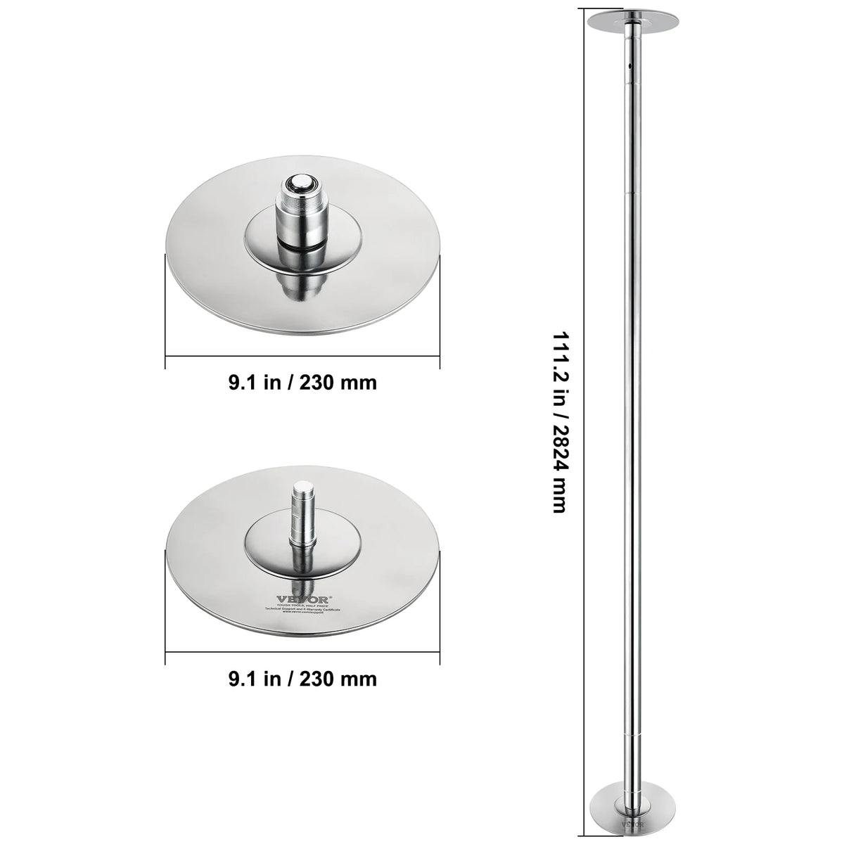 Vevor - Dance Pole - Stripping Pole - Pole Dancing - Dance Bar - 45mm Heavy-Duty - Stainless Steel