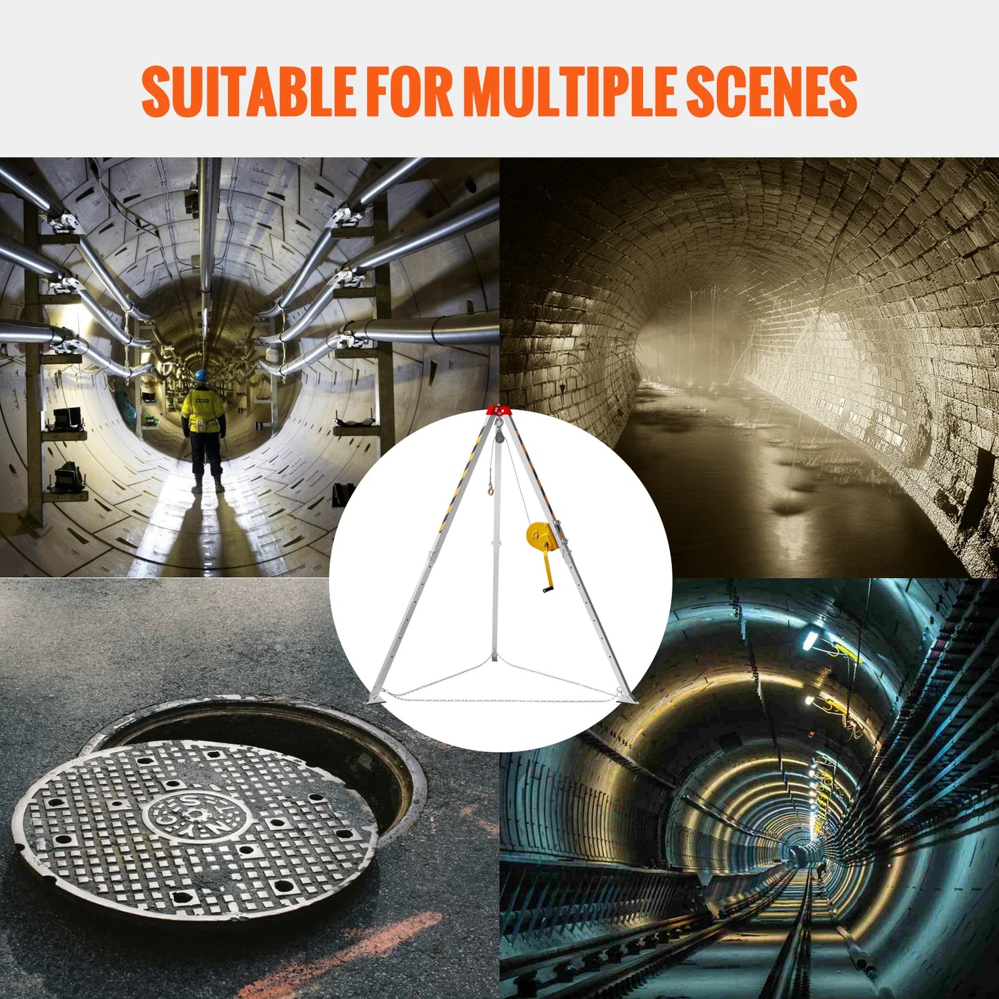 Tripod Kit – Valbeveiliging – Rettingsstatief – Calamiteitenuitrusting – Beperkte Ruimte Uitrusting – 2600 lbs Trekcapaciteit – Volledig Veiligheidsharnas