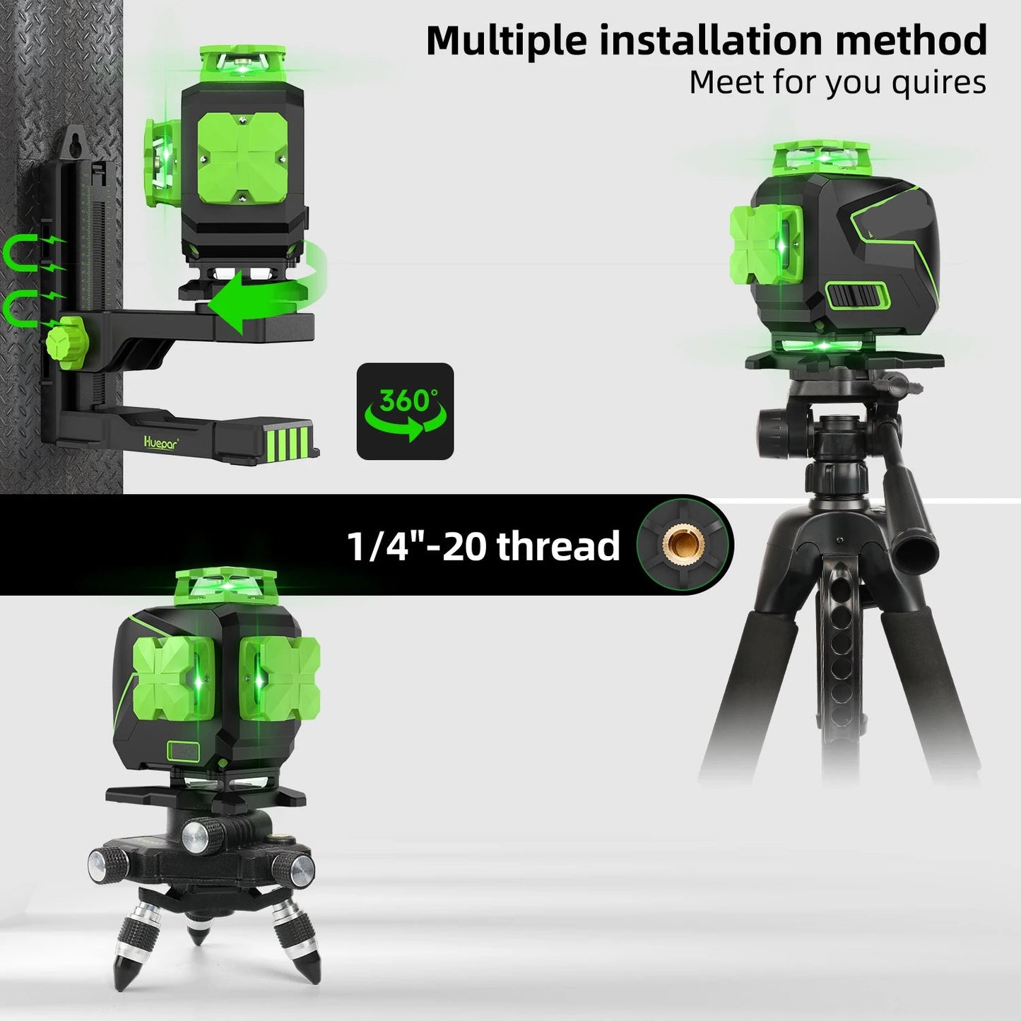Kruislijnlaser - 4D Kruislijn - Bouwlaser - Rotatielaser - Laserliner - Laser - 16-Lijn – Groene Straal – Inclusief Detector & Statief – Geschikt voor Tegel- en Vloerwerk