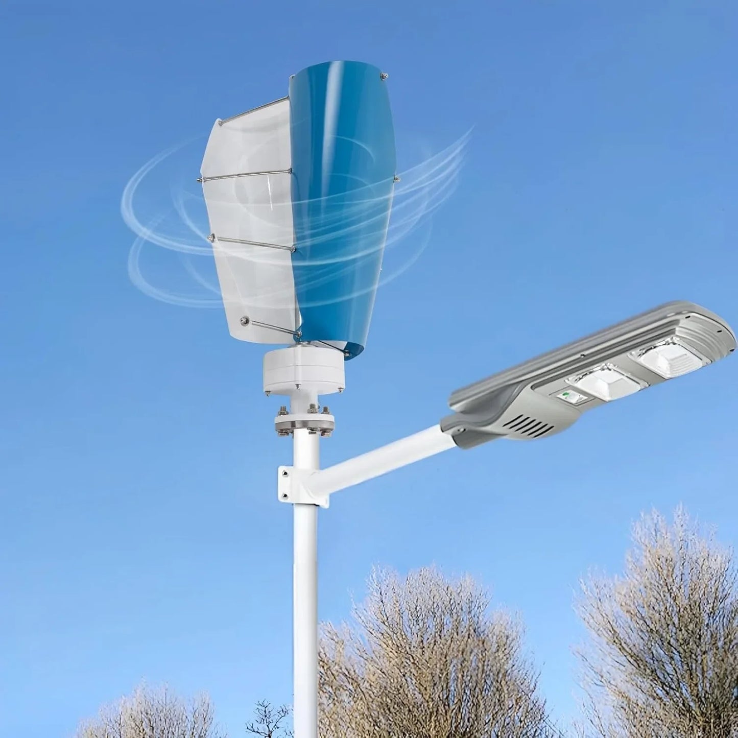 Windturbine – Windgenerator – Windmolen – Duurzame Energie – 500W Vermogen – IP67 Bescherming – Fluisterstil Minder Dan 62 dB - Blauw & Wit