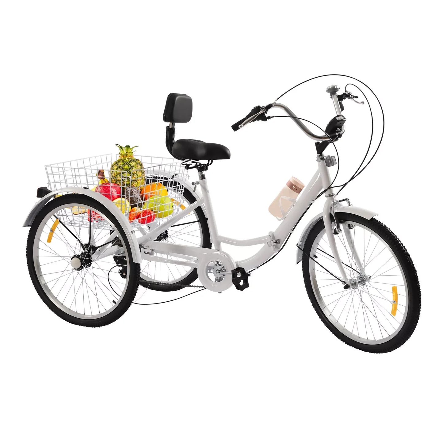 Volwassen Driewieler Fiets – Driewieler Voor Volwassenen – Stadsfiets – Comfortabele Driewieler – Vouwbare Fiets – Koolstofstaal Frame – LED Verlichting