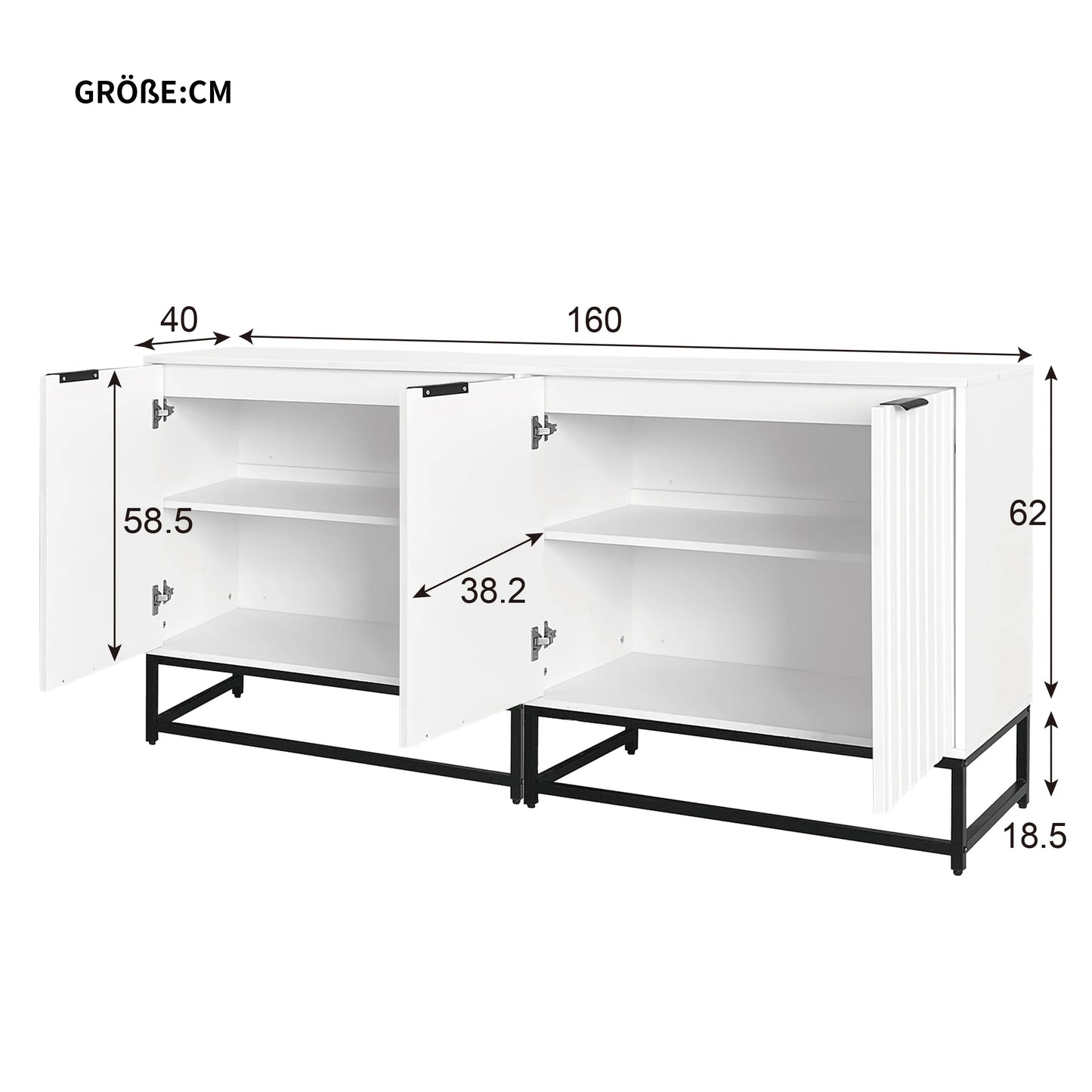 Sideboard – Dressoir – Opbergkast – Kast – Tweede Deuren – Hoogwaardig Spaanplaat – 160 Cm Breed