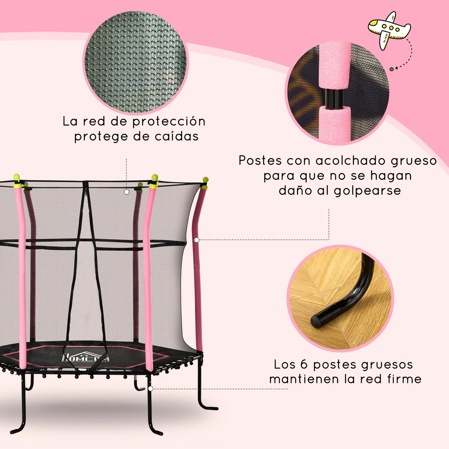 Kindertrek Trampoline Ø 110 cm - Safety Net - Springloos - Poeder - Coating - Steel - Outdoor - Indoor - 38 cm Hoogte