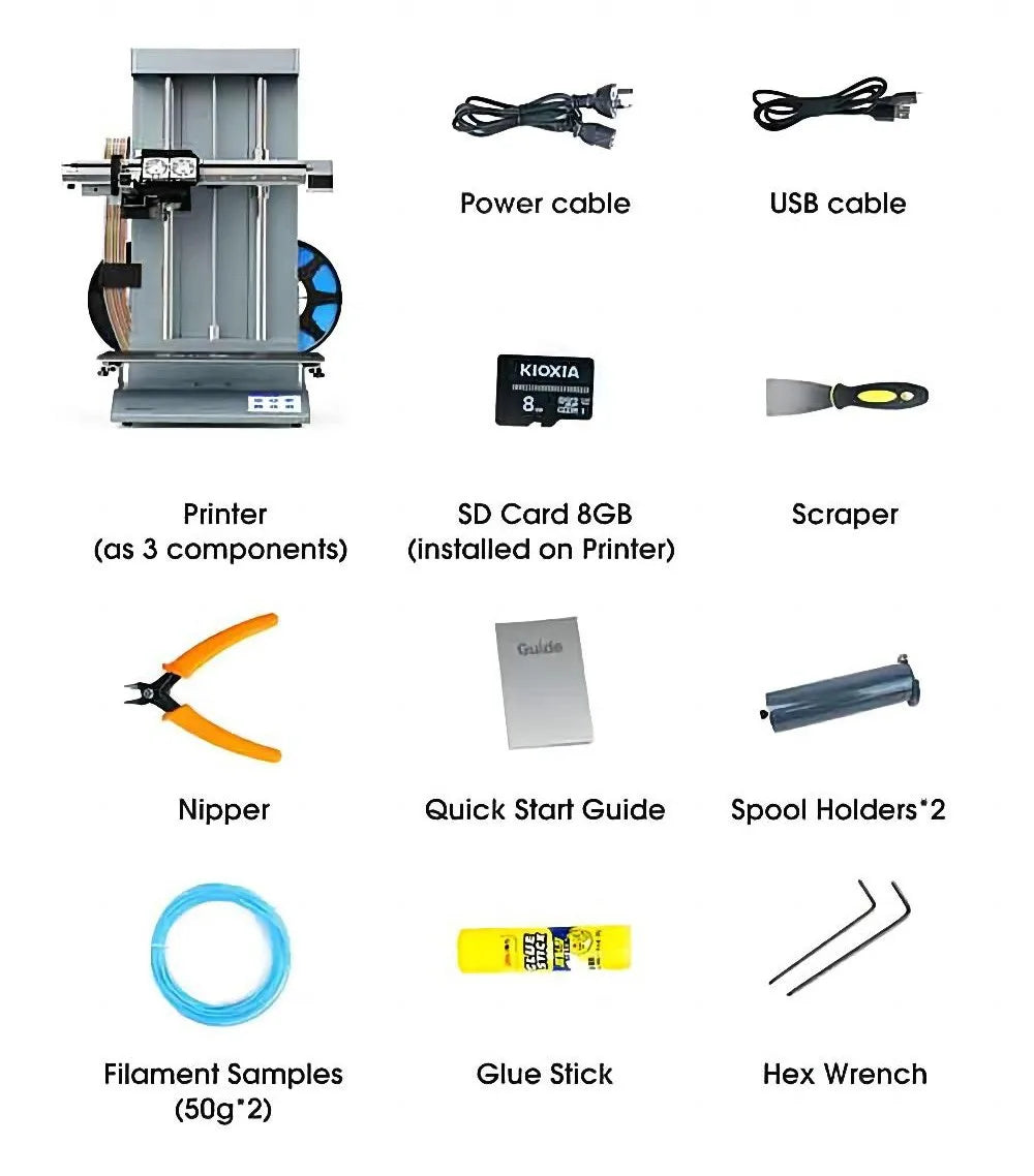 3D Printer – 3D Printer Dual Extrusie – FDM Printer – 3D Printer Voor Hobby – 3D Printer Met Dubbele Nozzle – Ultra-fast On-the-Fly Switching – Automatische Bednivellering