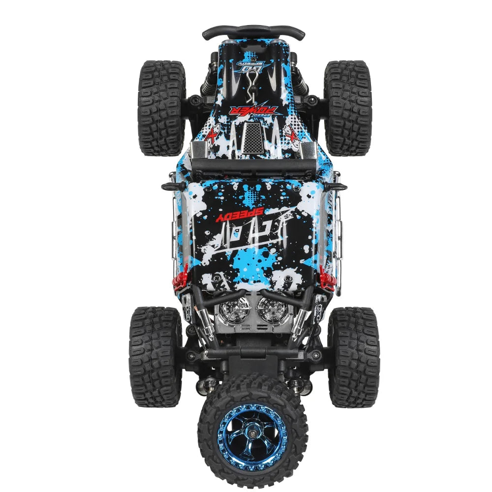 Auto Speelgoed - met 2 x Batterij - LED Verlichting - Afstandsbediening - Monstertruck - 4WD - 30km/h - Hoge Snelheid Racewagen Speelgoed - 47.5 x 9.4 x 5.5 cm - Blauw