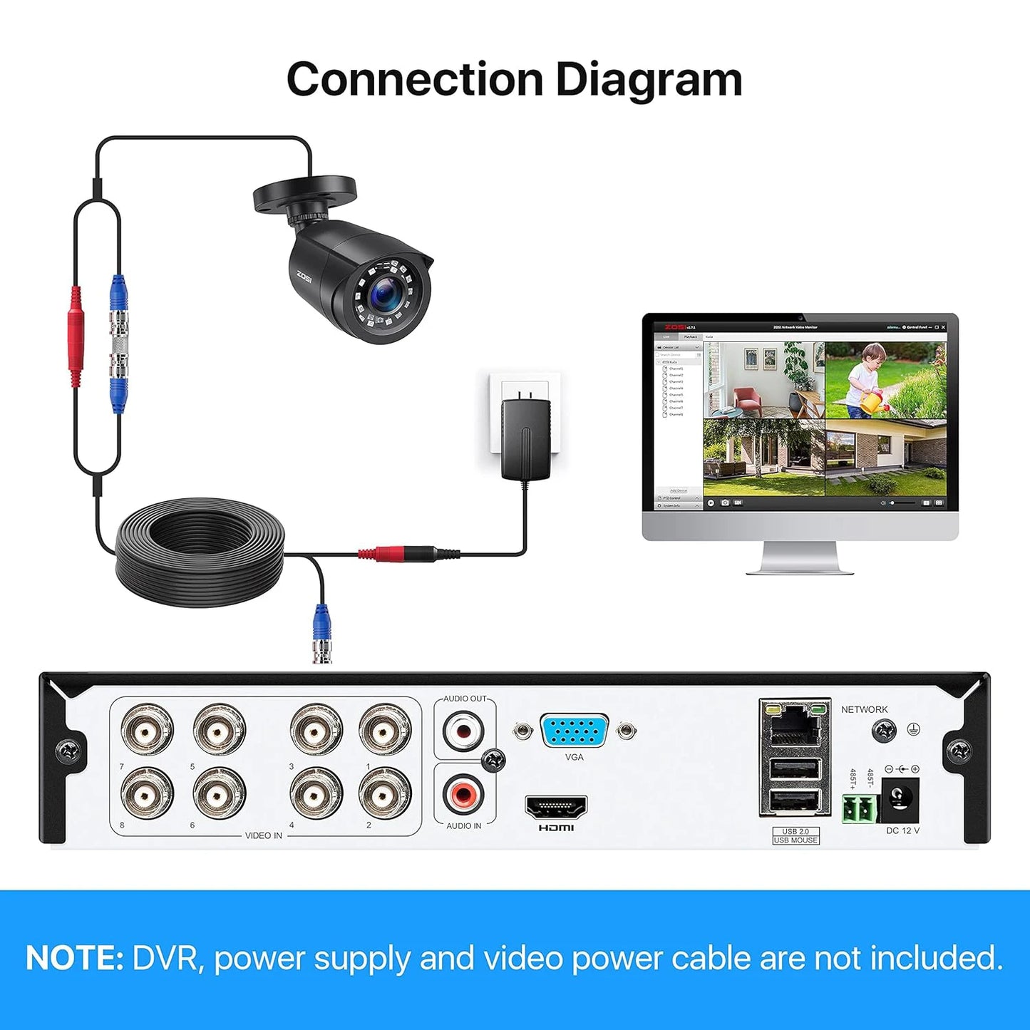 Beveiligingscamera - Draadloze Camera - Camerabewaking - Buiten Camera met Nachtzicht - 1080P Full HD - 4 Stuks Bullet Outdoor & Indoor - IP66 Weerbestendig - Wit - QUORE
