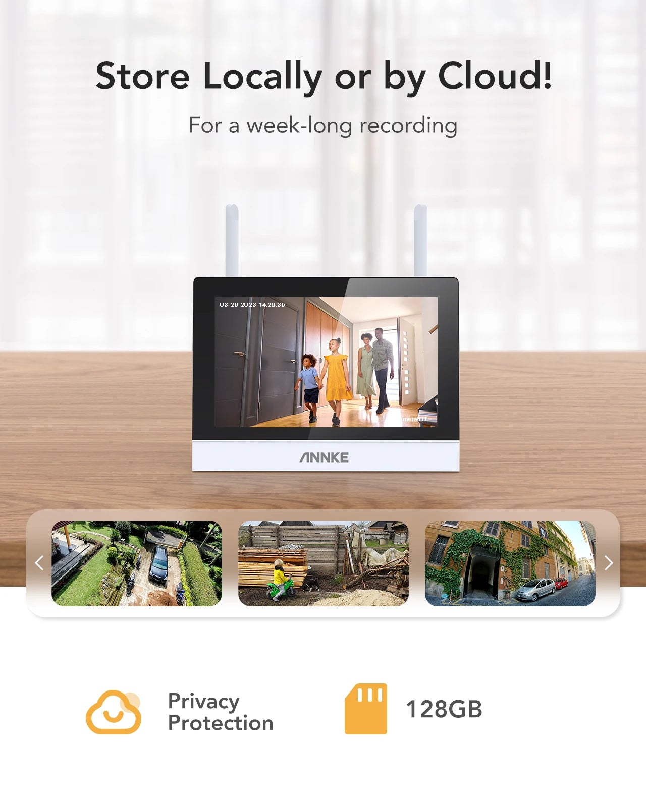 ANNKE-Wireless NVR Camera, CCTV System, Motion Detection, Two-Way Audio, IR Night Vision, 4PCS 3MP Cam, 4CH, 7 "Monitor, WTL300