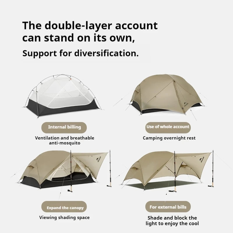 Ultralichte 1-Persoons Tent – Camping Tent – Trekking Tent – Outdoor Tent – Festival Tent – Waterdicht 3 Seizoenen – 1,34 kg Met Waterdichte Grondmat