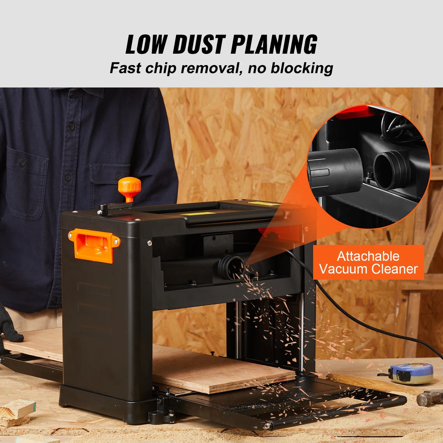 Elektrische Schaaf – Hout Schaven – Planken Schaven – Houtbewerking – Houtvlakken – 2000W Motor – Driedubbele Messenset - QUORE