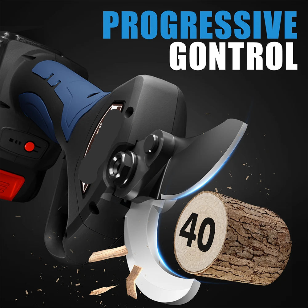 Elektrische Snoeischaar - 40mm - Accu Snoeischaar - 1050W - Takkenschaar - Heggenschaar - Voor Bomen - en Wijngaarden - 2 Accu - Oranje