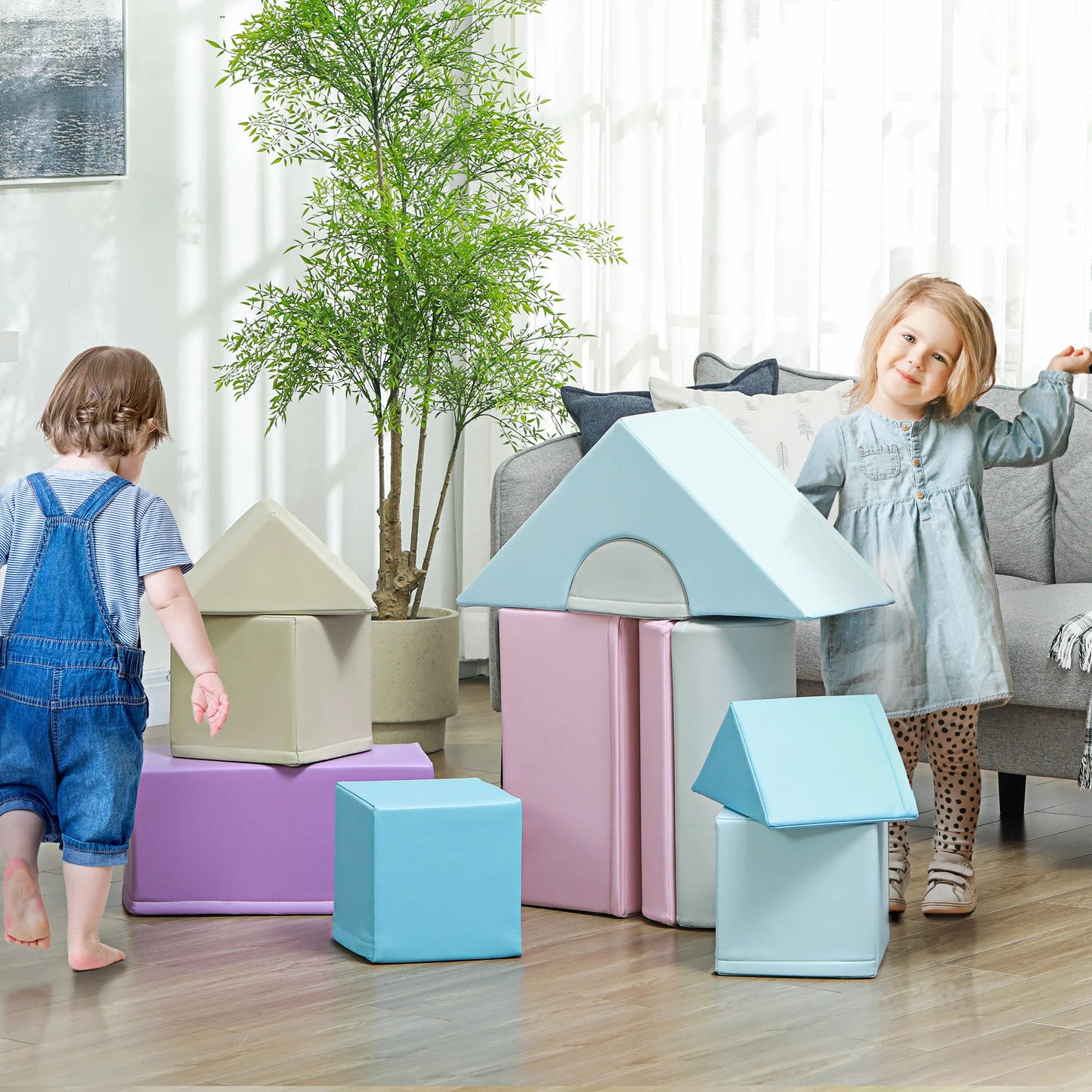 Zachte Bouwblokken – Speelblokken – Blokken Voor Peuters – Kinderspeelgoed – Schuim Met Kunstleren Bekleding – 11 Diverse Vormen
