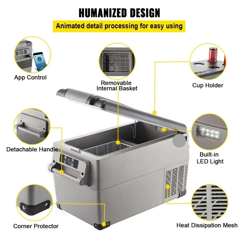Auto Koelbox - Compressor Koelkast - Koelbox - Compressor Koelbox - Camping Koelkast - met Vriezerfunctie - 55L - 12V/24V & 230V AC - 45dB - -20°C tot +20°C - Voor Camping - Auto - Boot & Buitenactiviteiten
