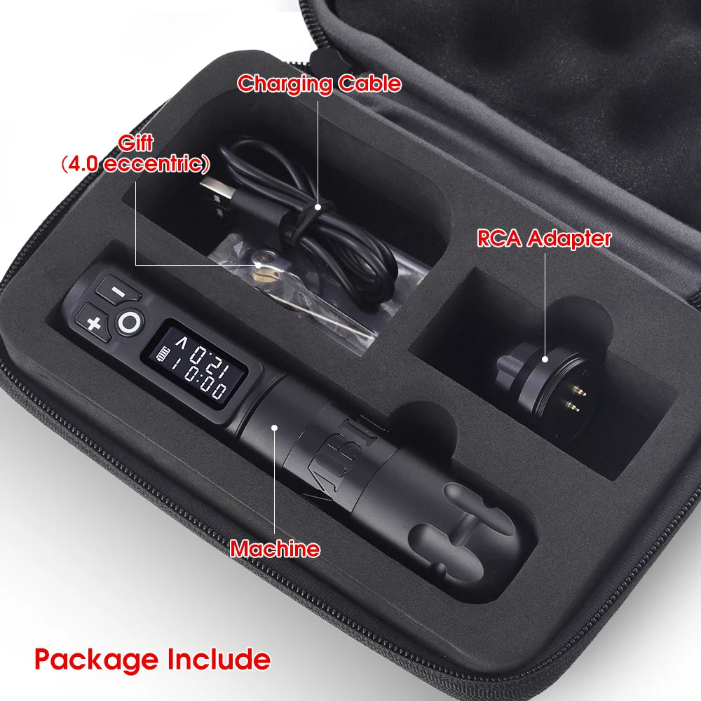 Black 4.2 - Tattoo Machine - Tattoo pen - Tattoo Set - Complete set voor beginners & gevorderden - Tattoo Machine Pen - Verstelbare slag 4.5mm - 2400mAh - 12V - QUORE