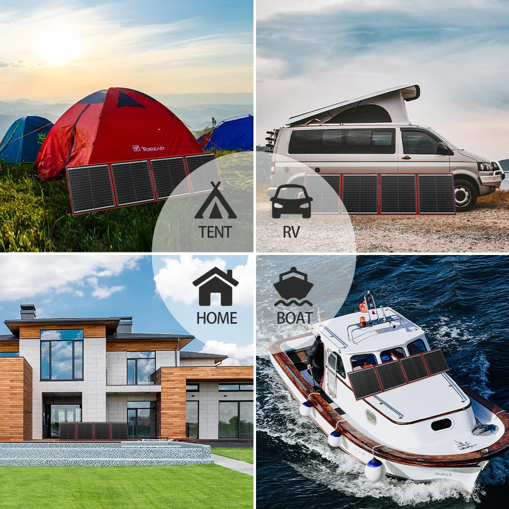 Dokio 100W 160W 200W 300W Portable Foldable Solar Panel with 12V Controller (with bracket SKU) Solar Panel for Family Camping