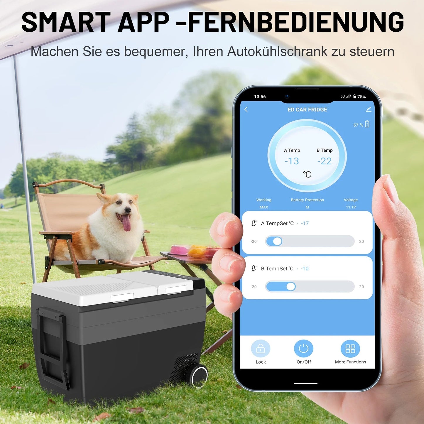 Compressor Koelbox – Portable Koelkast – Camping Koelbox – Draagbare Vriezer – Outdoor Koelbox – Dual Zone Temperatuur – Energiezuinig & Stil - 55L