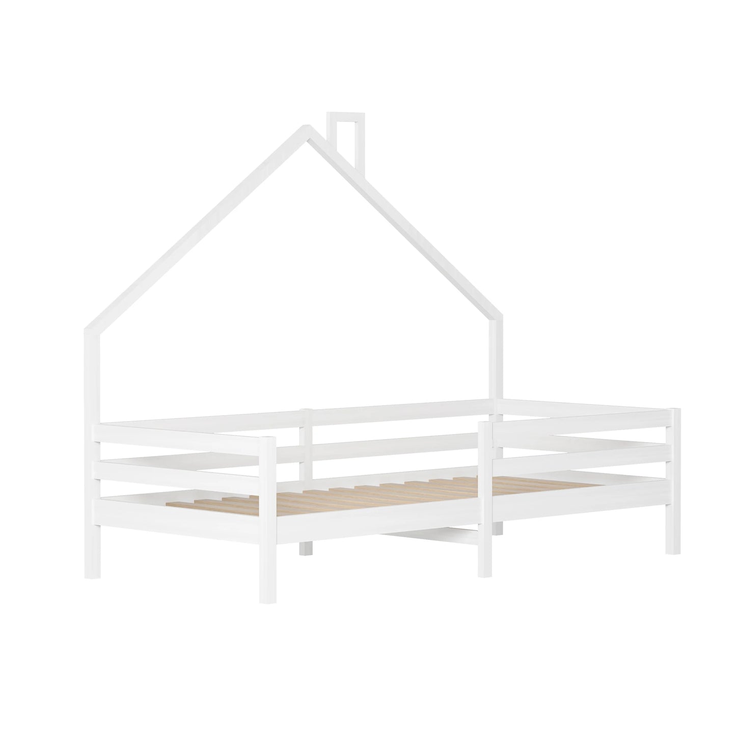 Huisbed Kinderen – Speelbed – Kinderbed – Scandinavisch Bed – Veilig Bed – Stevig Dennenhout – Opbergruimte