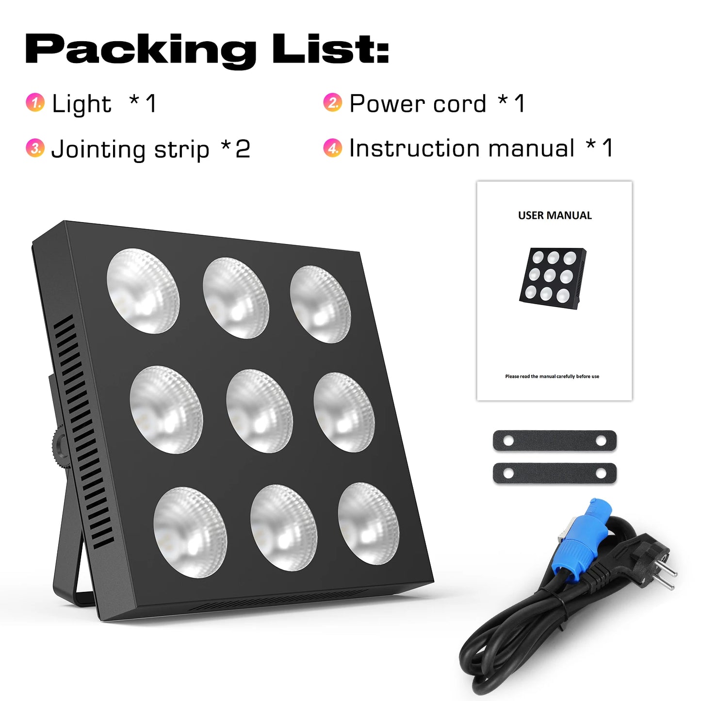 9-Eye Cob Matrix Led Par Verlichting – Led Stage Light – DJ Lamp – Feestverlichting – Podiumverlichting – Rgbw 9x12w – Dmx Controle – Aluminium Behuizing – Set Van 2 (EU Plug)