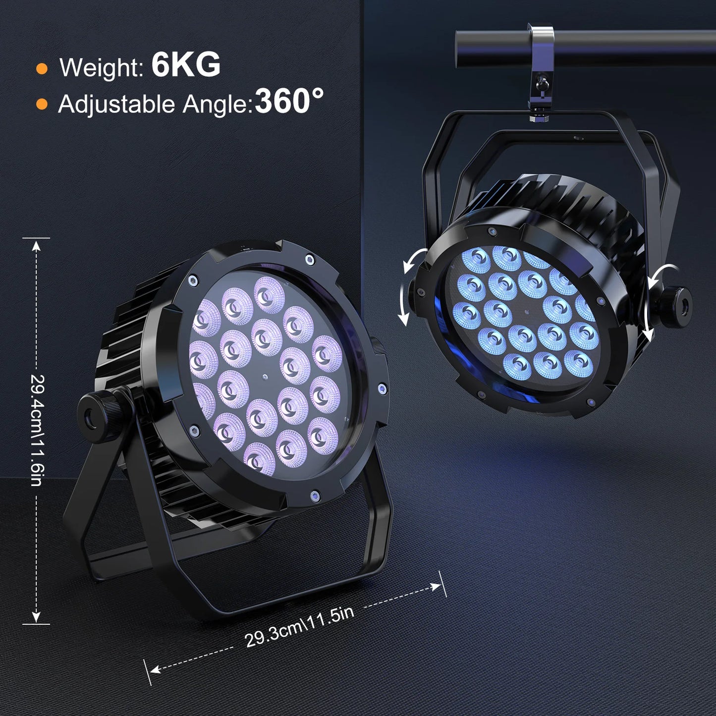 LED Stageverlichting – LED Par Lampen – DJ Verlichting – Feestverlichting – Podiumlicht – Set van 4 – 150W per Licht – Waterdicht IP65 – RGBWA+UV Kleurenmix