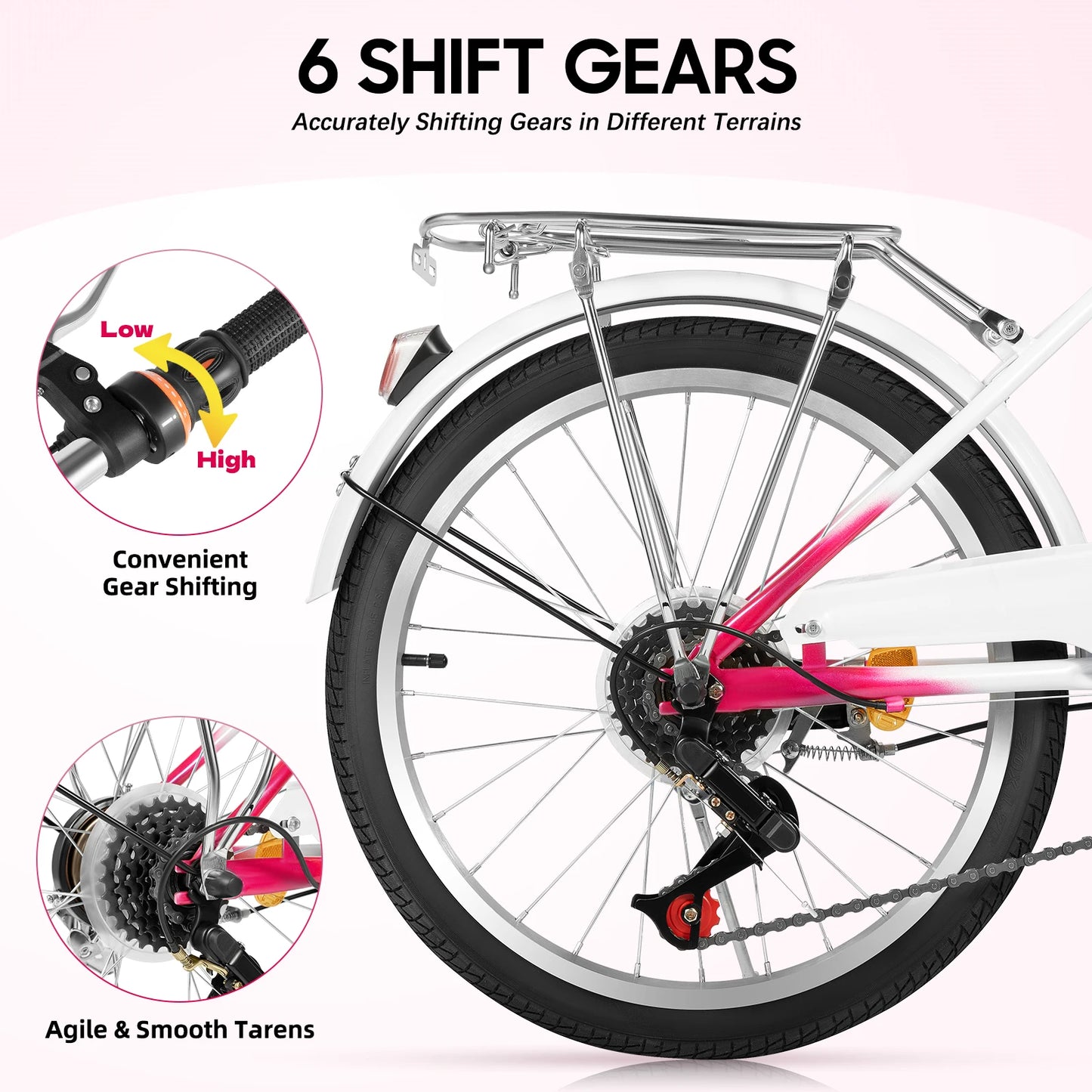 Mountainbike – Fiets – MTB – 20 Inch – 6 Versnellingen – Verstelbaar Zadel – V-Brake Remmen