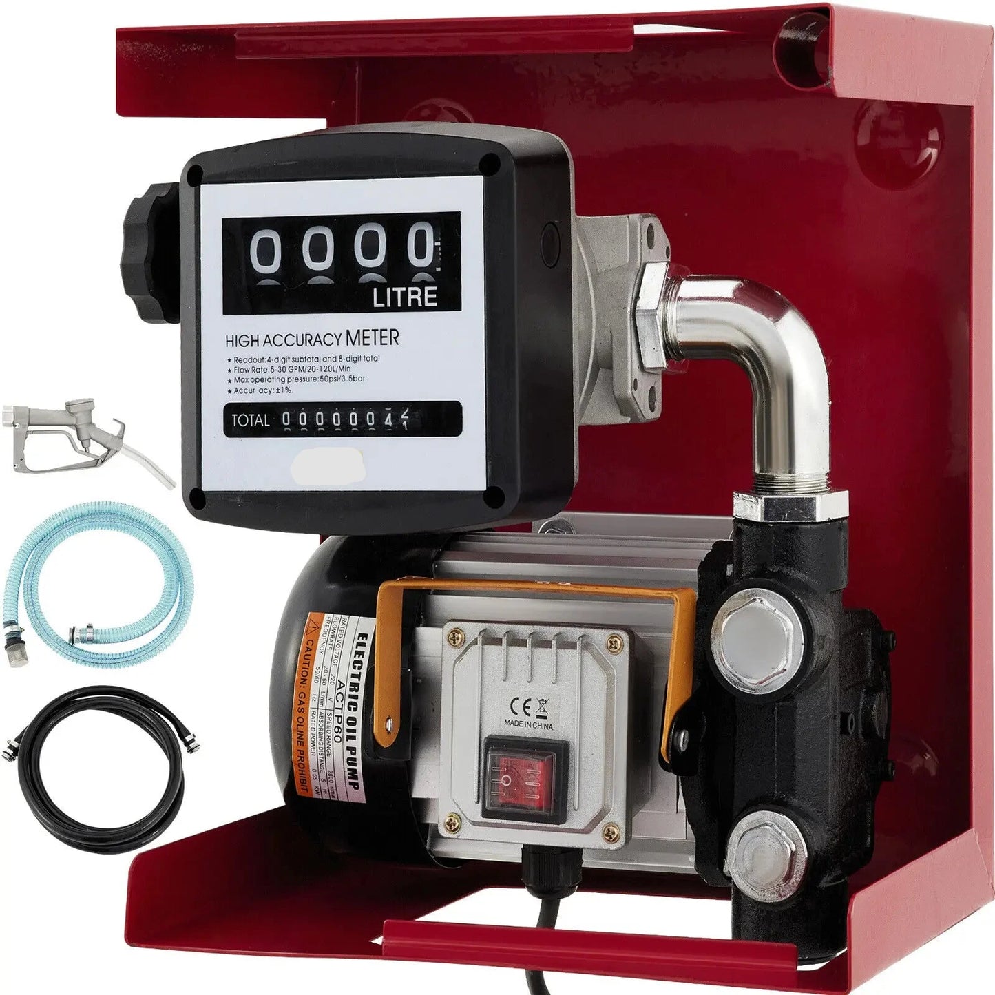 Dieselpomp - Verwarmingsoliepomp - Diesel- & brandstoftransferpomp - 300W - 40L - Olieaanzuigpomp - Zelfaanzuigend - Tellerautomatische pomp - QUORE