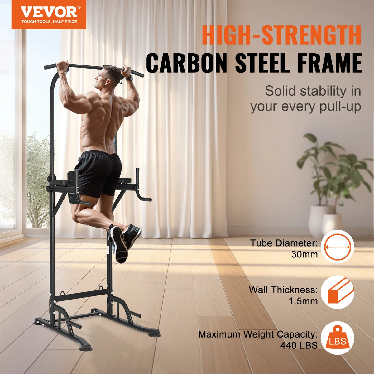 Pull Up Station - Dip Station - Dip Bars - Multifunctioneel/Instelbaar Dip en Pull Bar Station - Power Tower Fitness Station - Pull Up Bars - Krachttraining