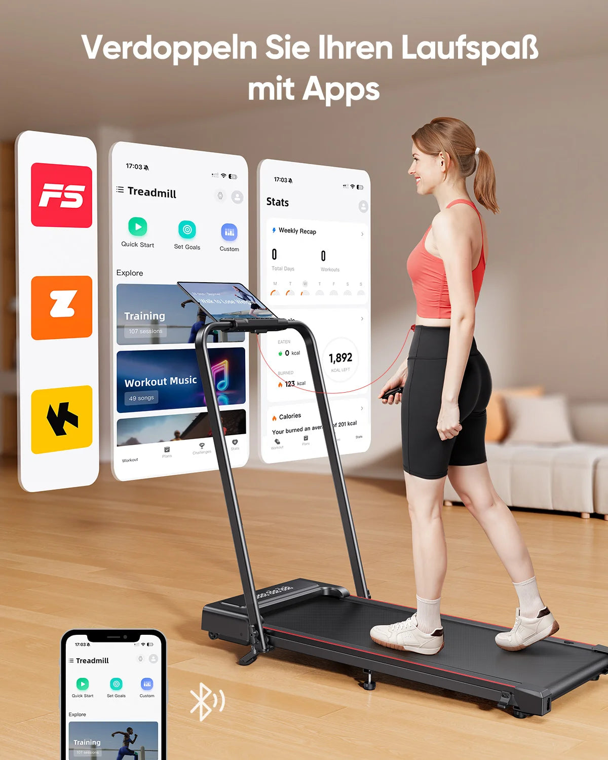 Loopband – Treadmill – Hardloopband – Trainingsapparaat – Fitnessapparaat – 4-in-1 Training – Verstelbare Hellingshoek