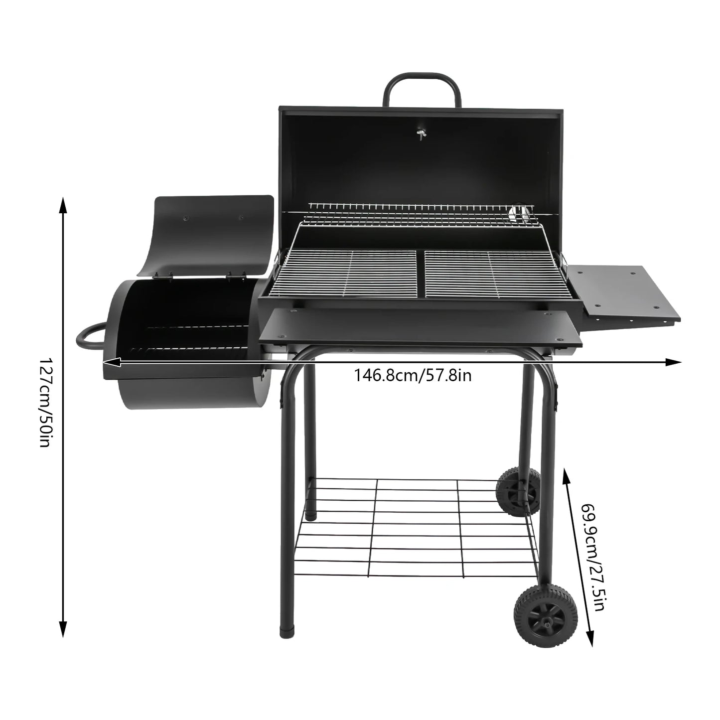 Houtskoolbarbecue – Grote BBQ – Buiten Grill – Kolenbarbecue – Tuinbarbecue – Hoogwaardig Legeringsstaal – Verstelbare Warmte - QUORE