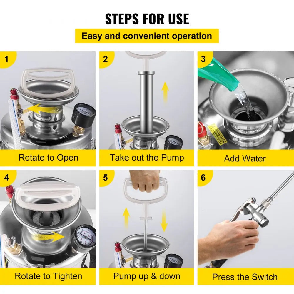 RVS Tuinsproeier - Rugspuit - Onkruidsproeier - Sproeier - Drukspuit - 8L - Handpomp - Verstelbare Messing Nozzle - voor Tuin - Reiniging - Desinfectie