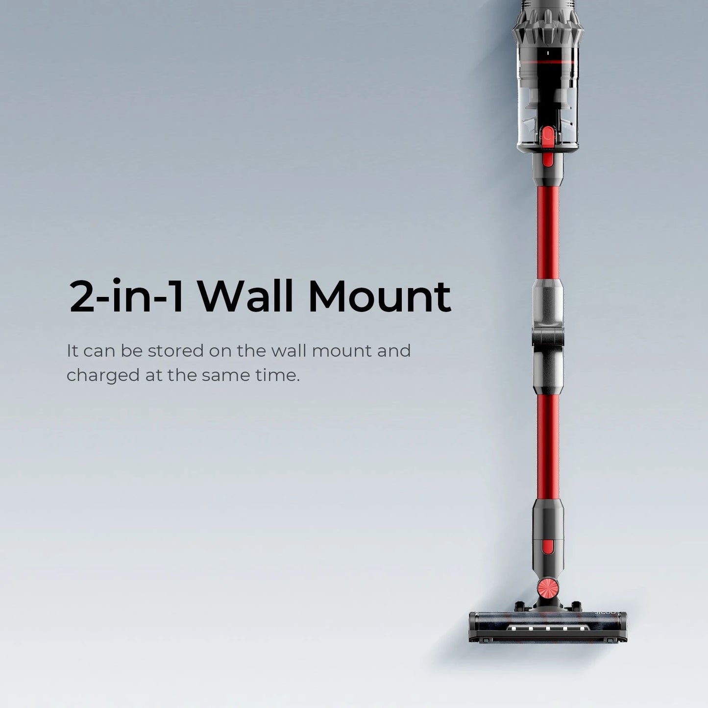 Draadloze Stofzuigers - Stofzuiger - Natte & Droge - Vacuum Cleaner - 33000Pa - 500W - 8 x 2200mAh Verwijderbare Batterijen - Draaibare Metalen Buis - Rood & Grijs