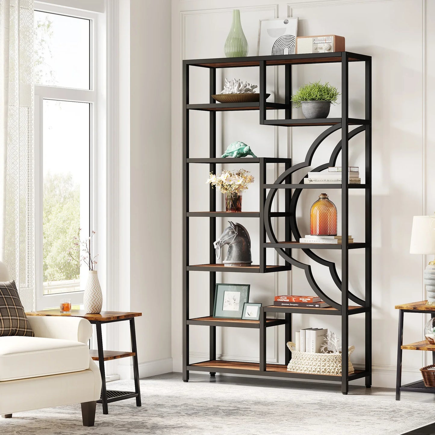 Boekenkast – Boekenplank – Vakkenkast – Roomdivider – Industrieel – 190 Cm Hoog – Metalen Frame