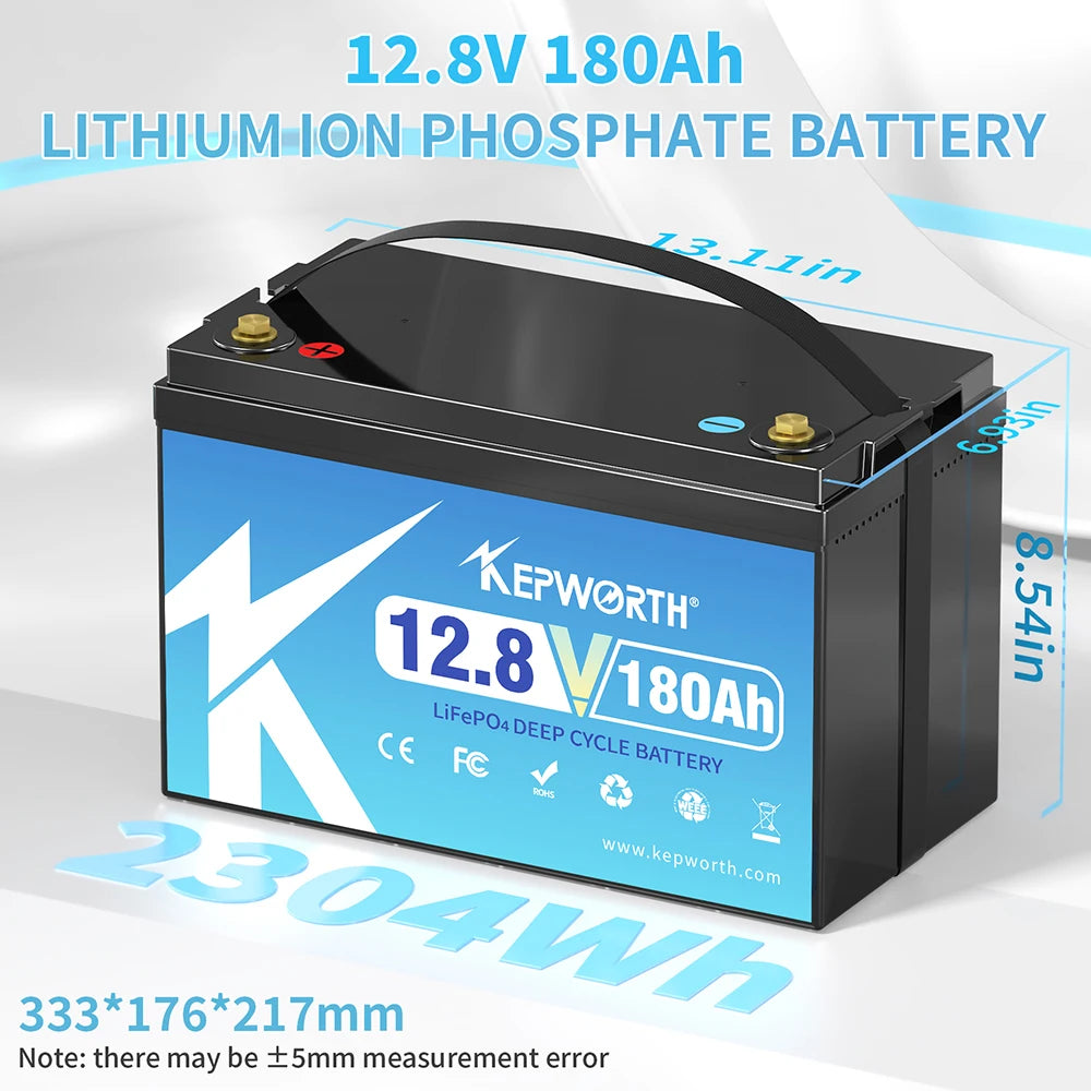 12V 180Ah LiFePO4 Accu – Deep Cycle Accu – Lithium Accu – Bootaccu – Camper Accu – Hoge Capaciteit – Geïntegreerd BMS Veiligheidsysteem