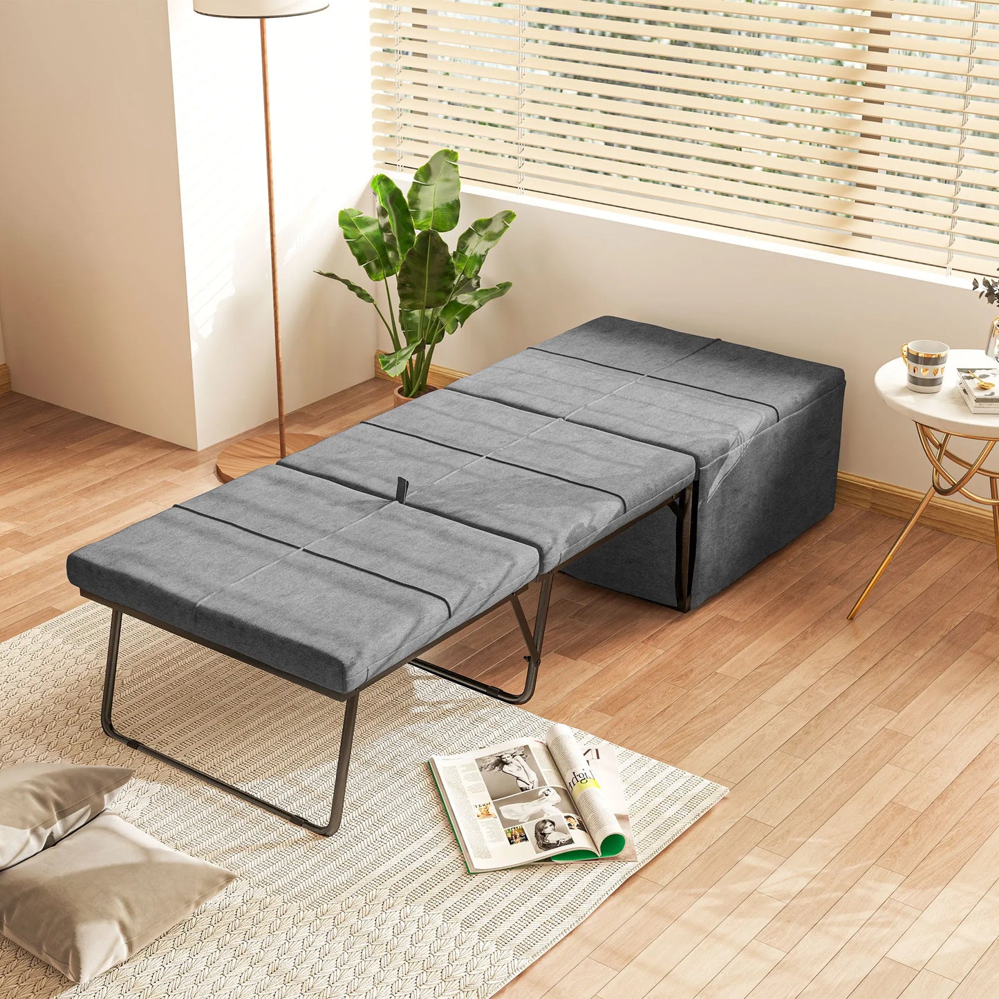 Opvouwbaar Logeerbed – Slaapbed – Campingbed – Inklapbed – Gästebett – Comfortabele Matras – Compact En Ruimtebesparend - Grijs & Zwart