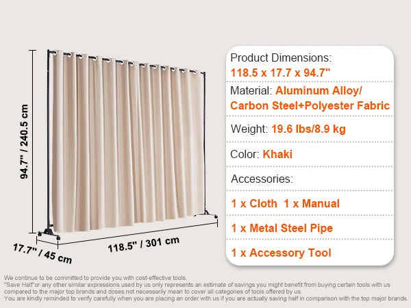 Room Divider - Partition Wall - Screen Partition - Room Divider Room Divider - 1 Panel - Size & Height Adjustable Freestanding - Foldable - for Office Home - Beige
