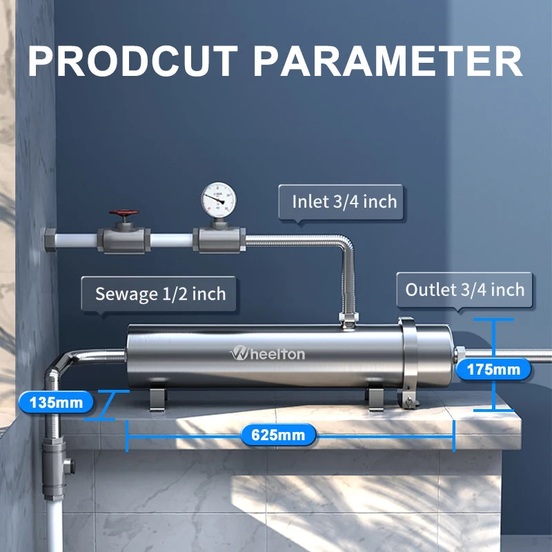 Ultrafiltratie Waterfilter – Waterzuiveraar – Waterfilter Systeem – Huiswaterfilter – Zonder Elektriciteit – RVS Behuizing – 3000 Liter Per Uur