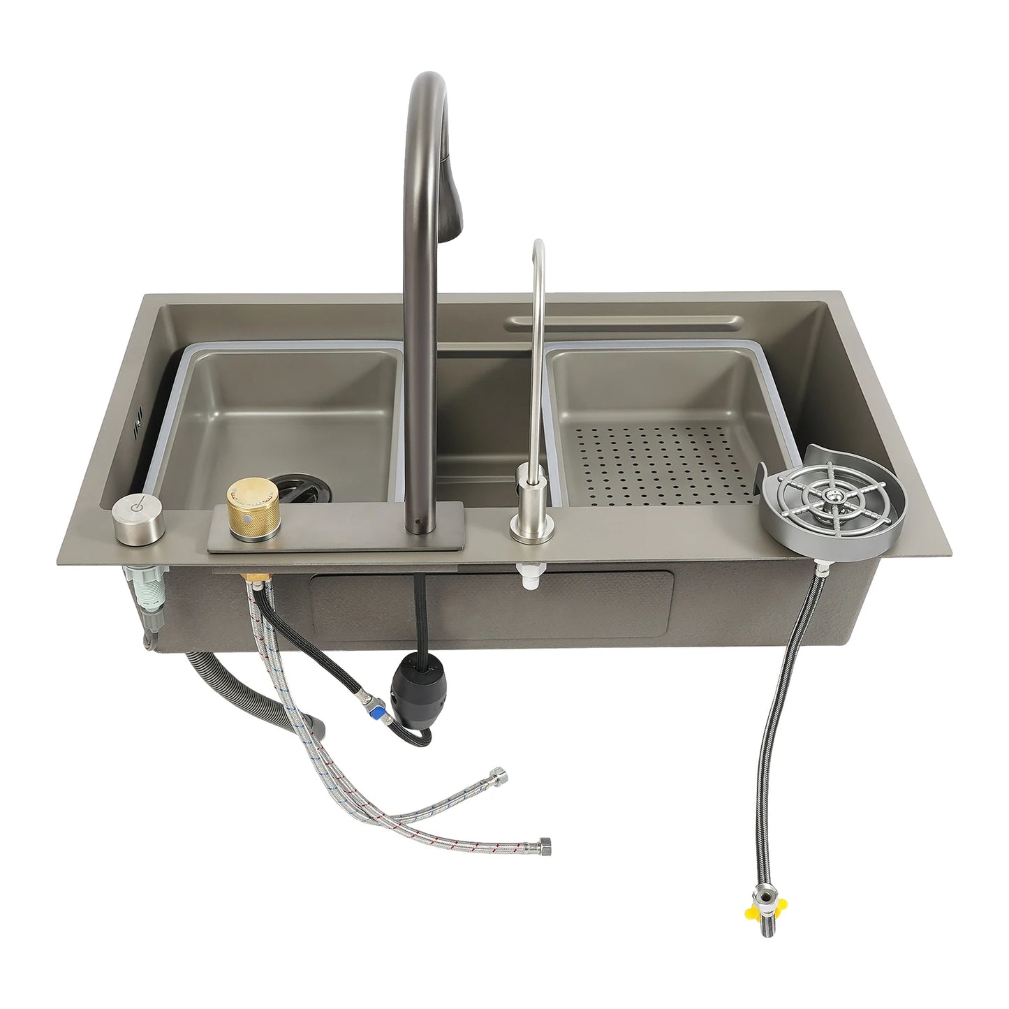 RVS Keukenset – Roestvrijstalen Keukenblad – Spoelbak – Keukengerei – Ingebouwde Uitsparingen – 80x45 Cm – 304 Roestvrij Staal
