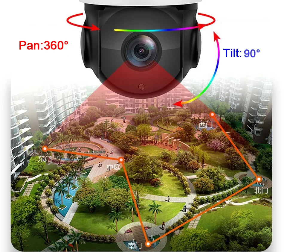 PTZ Beveiligingscamera – Dome Camera – IP Camera – Surveillance Camera – Speed Dome – 8MP 4K Ultra HD – 54X Optische Zoom – Laser Infrared Nachtzicht – Automatische Tracking - QUORE