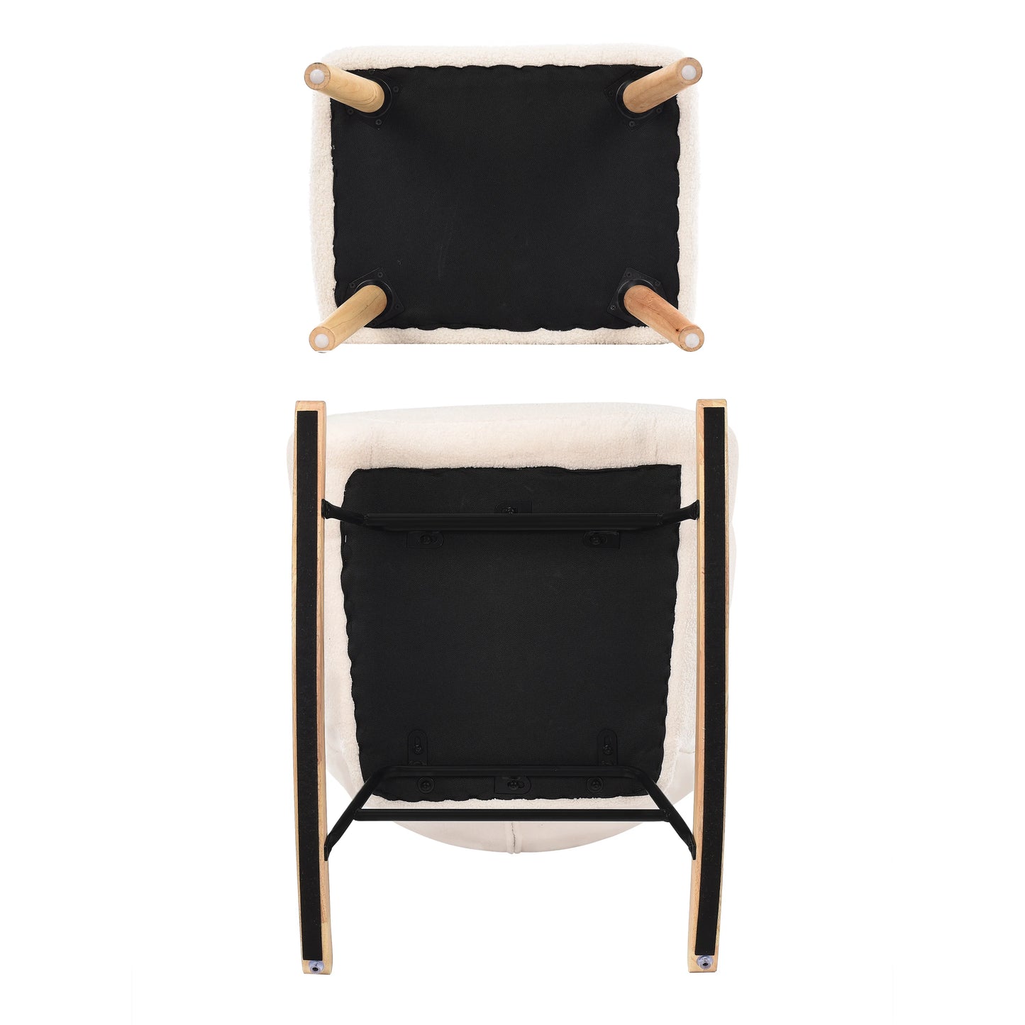 Schommelstoel – Rocking Chair – Relaxstoel – Fauteuil – Stoel Met Voetensteun – Teddy Velvet Bekleding – Ergonomisch Ontwerp – Wit