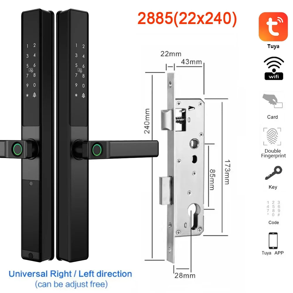 Vingerafdrukslot – Slimme Deurslot – Elektronisch Slot – Smart Lock – Deurklink Slot – Wifi Connectiviteit – IP67 Waterdicht – Aluminium Materiaal