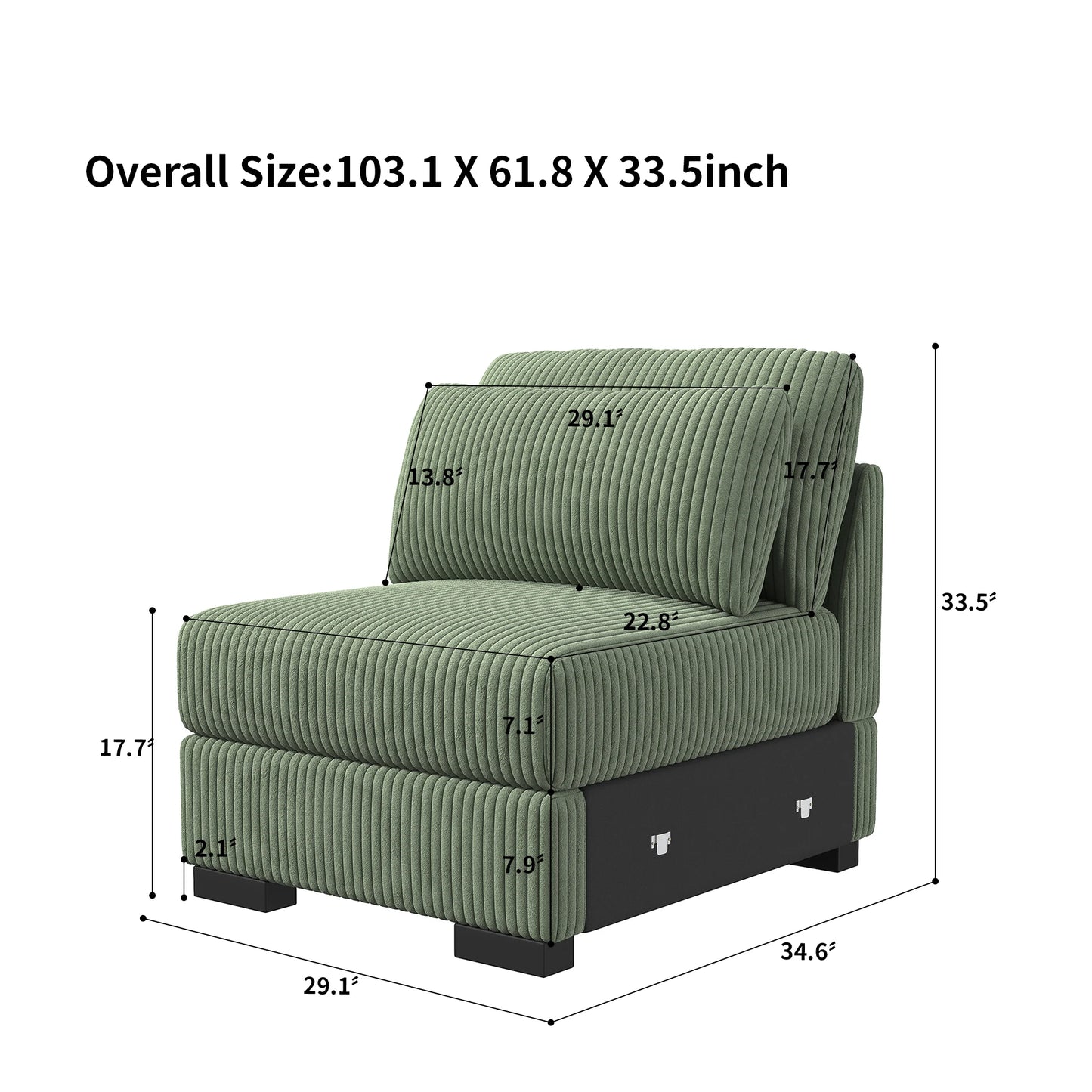 Groene Velours Modular Bank – Modulaire Bank – Lounge Bank – Zithoek Bank – Woonsalon – Zacht Velours Materiaal – Inclusief Voetenbank