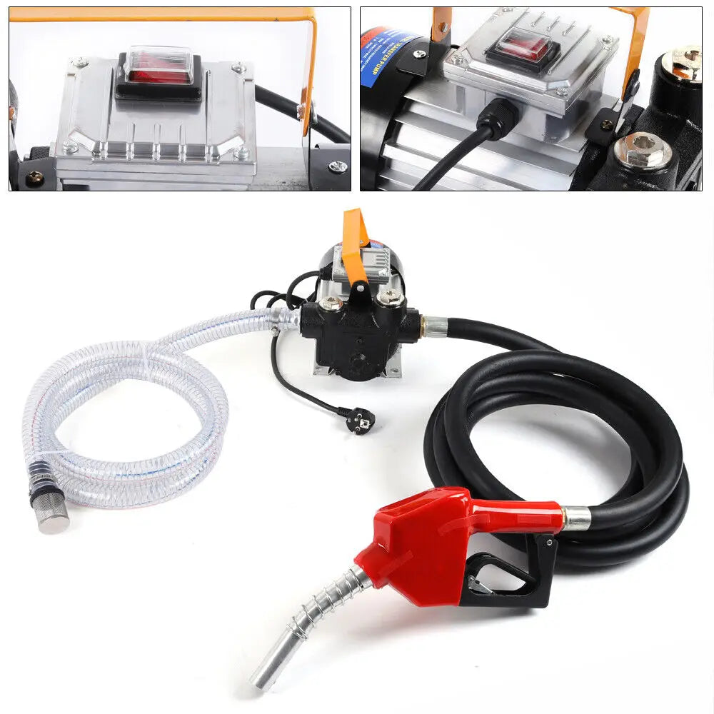 Elektrische Pomp - Brandstofpomp elektrisch - Tankpistool - Dieselpomp - Brandstofpompen - 230V/12V - 50L/Min - Diesel Elektrische Pomp - Zelfaanzuigende Brandstofpomp met Hoge Vermogen en Tankpistool - QUORE