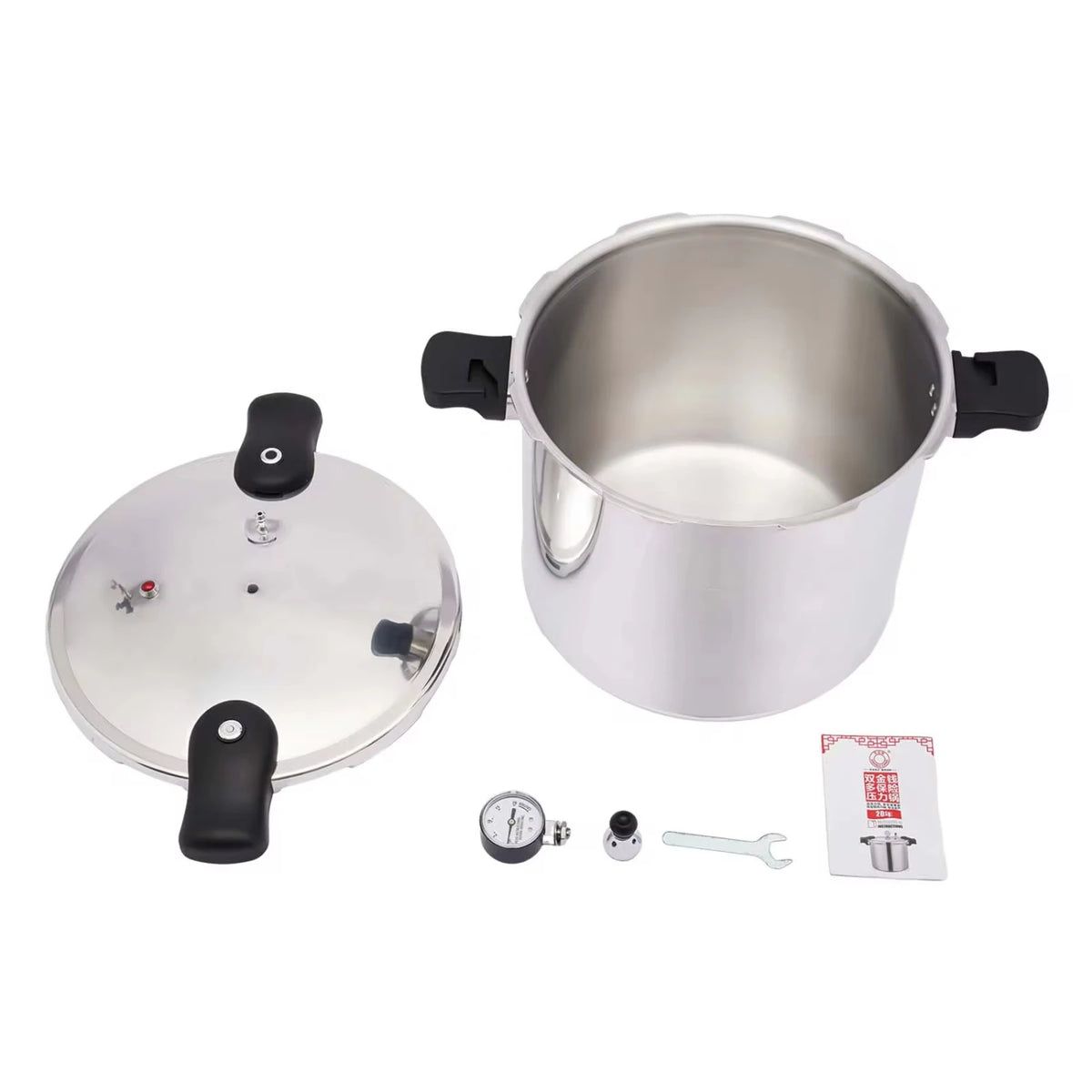 Pressure Cooker - 23 Quart - 10PSI - Stainless Steel - Plastic Handle - Explosion Proof - Safety Valve - Extra Large Size - Light Gray