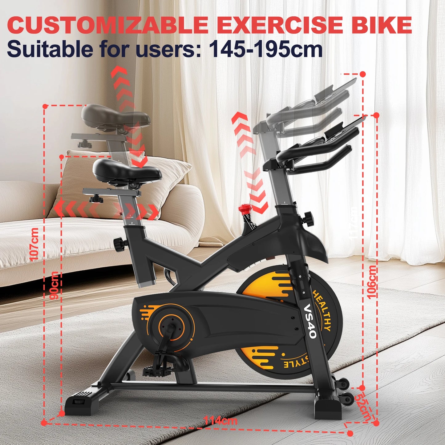 Hometrainer – Fitnessfiets – Exercisefiets – Magnetische Fiets – Stil Werkend – Verstelbaar Zadel – Bluetooth Connectiviteit - QUORE
