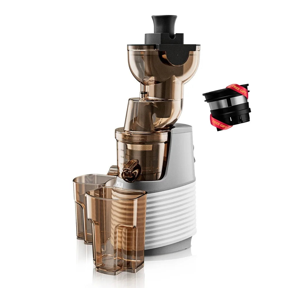 Slow Juicer - Sapcentrifuge - Cold Press - Kitchen - voor Groenten en Fruit - Grote Vulopening - 60RPM - 3 Snelheden - 1200 Watt - Stainless Steel Sieve - Automatische Pulpuitstoot - Koude Pers - Makkelijk te Reinigen - Parelwit