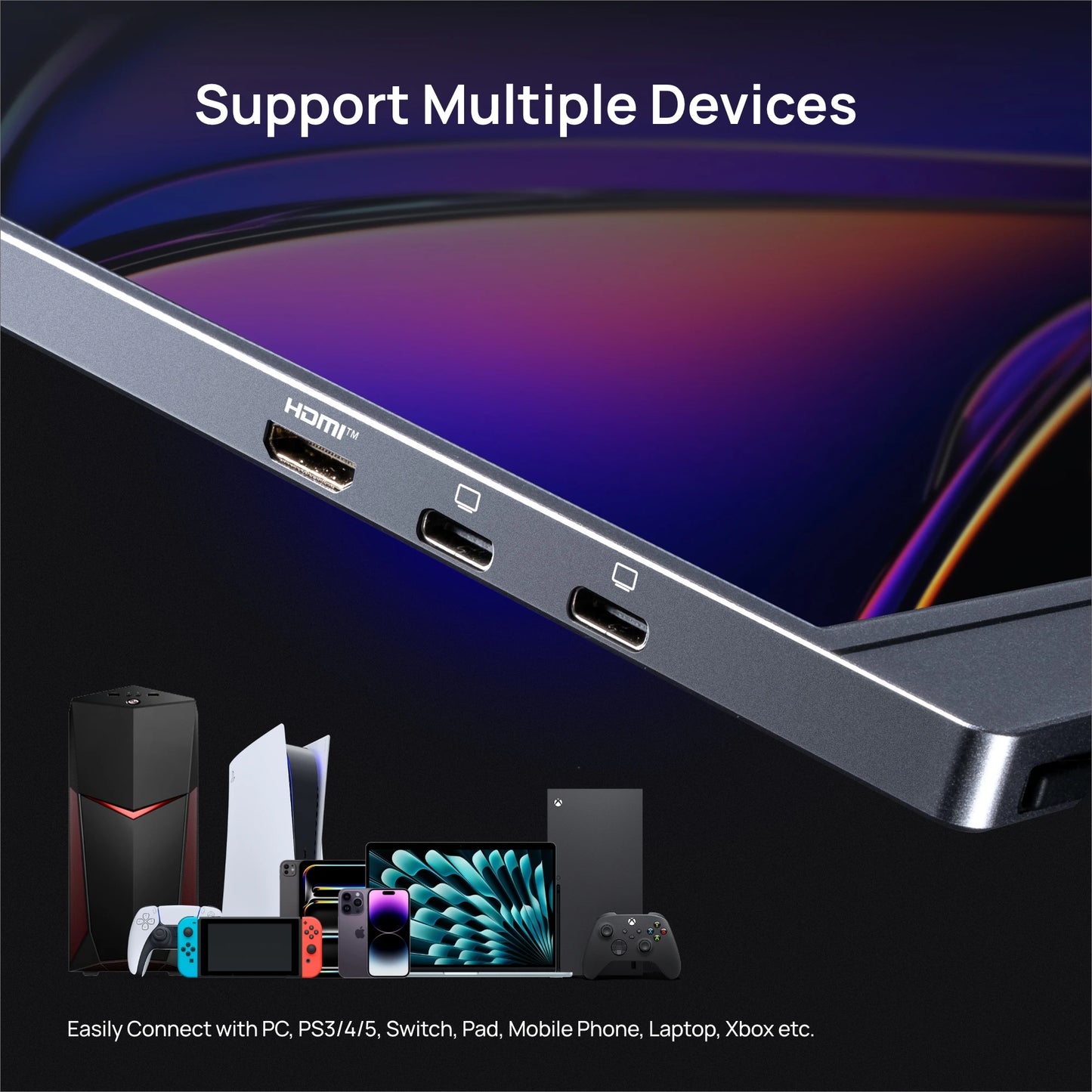 16.1 inch draagbare monitor – portable scherm – extern scherm – gaming monitor – USB-C monitor – 144Hz verversingssnelheid – 100% sRGB kleurweergave