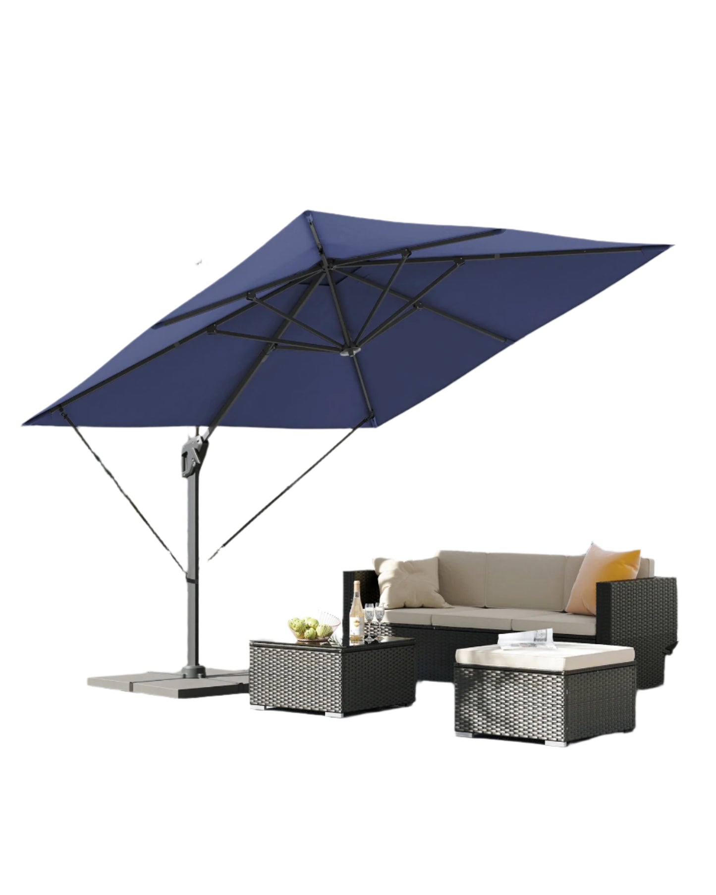 Parasol – Tuinparasol – Terrasparasol – Zonneparasol – Rond – 290x290 Cm – 360° Draaibaar - Blauw