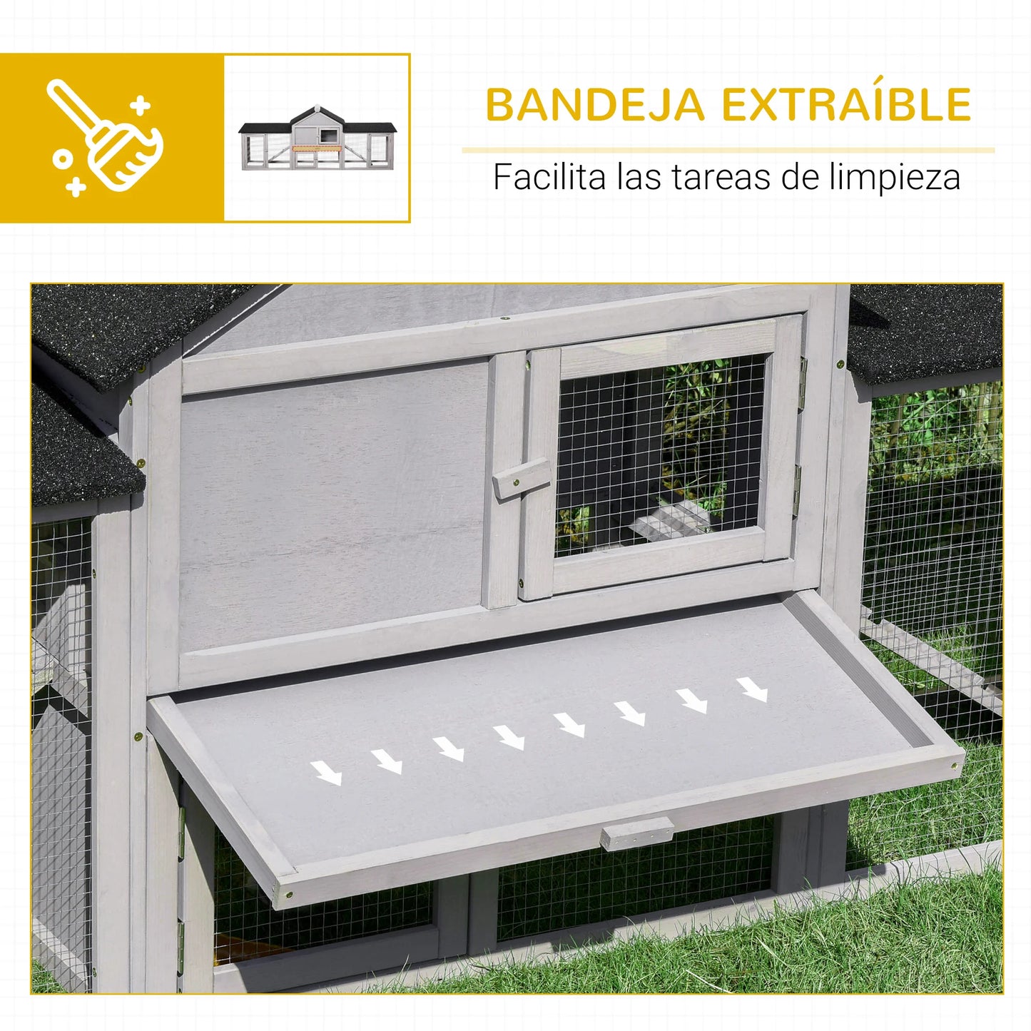PawHut outdoor hutch for 2-4 rabbits with asphalt roof tray
