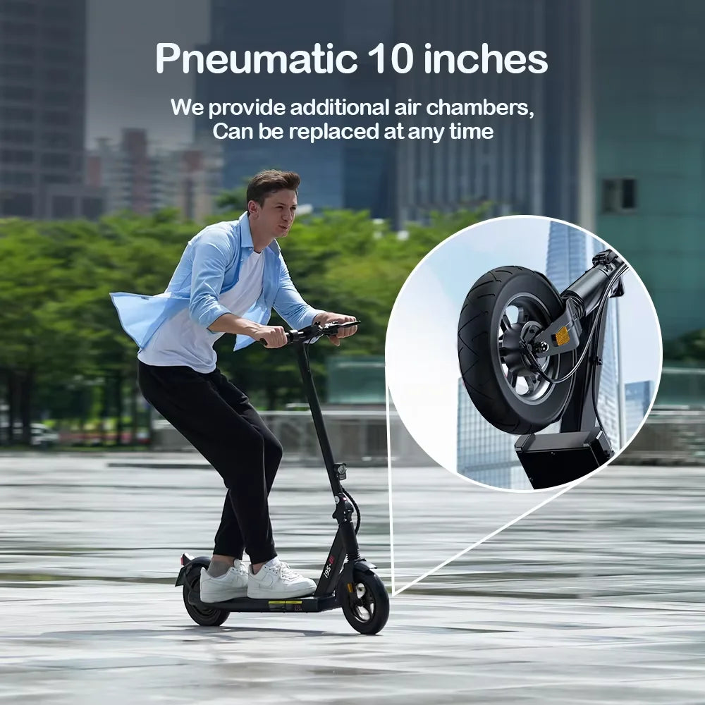 Scooter - Elektrische Step - E-Scooter - Opvouwbare - met LED-koplampen - Achterlichten - Vervangbare Pedaalas - LCD-scherm - 10Ah - 500W - 20-35km/h - 115 x 44 x 115 cm - Zwart