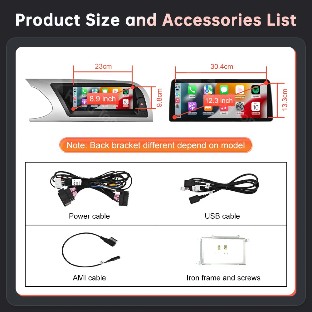 8.9'' 12.3" Car Multimedia Display Linux Screen For Audi A5 S5 2008-2016 With Wireless Carplay Android Auto Airplay Autolink