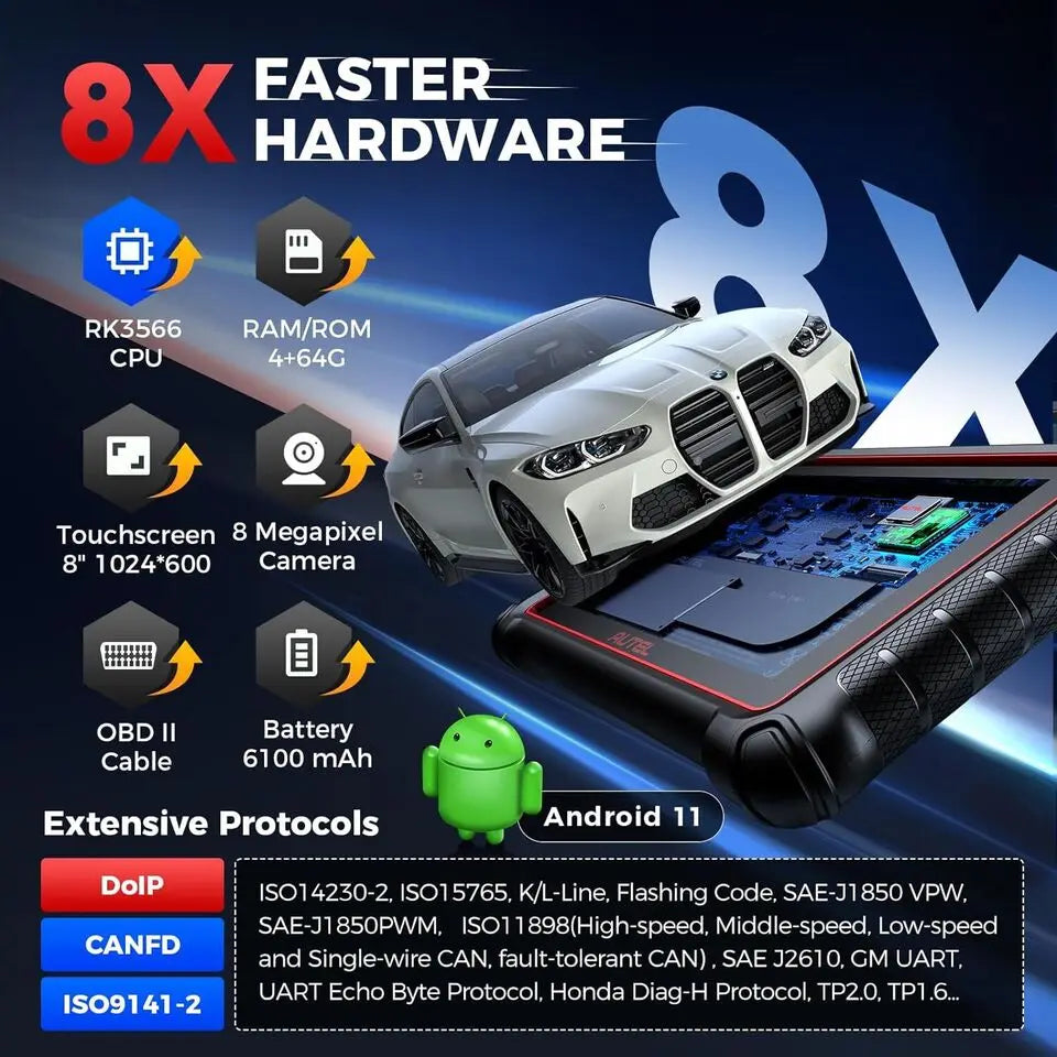 OBD2 Diagnosetool – Auto Scanner – TPMS Programmeren – ECU Coding – Bi-Directionele Test – 8-Inch Touchscreen – 7700mAh Batterijduur