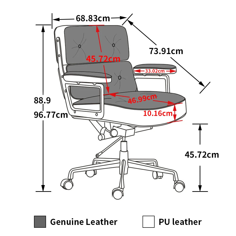 Bureaustoel – Bureaustoel Draaibaar – Computerstoel - Bureaustoel Lederen – Bureaustoel Ergonomisch – Hoge Rugleuning – Gaslift Verstelbaar - Bruin